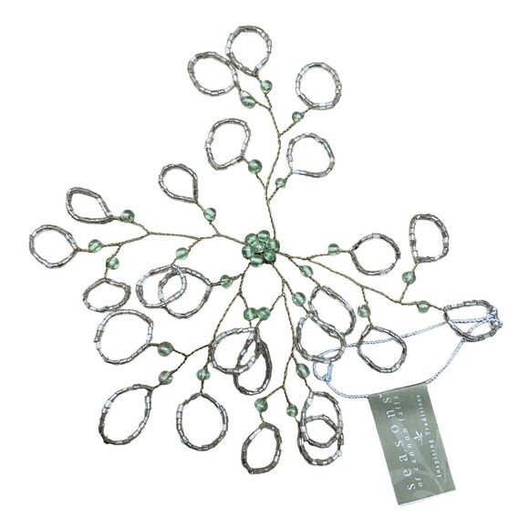 Seasons of Cannon Falls Ornaments Glass & Wire Beaded Snowflake Assorted 3pc - Picture 4 of 12
